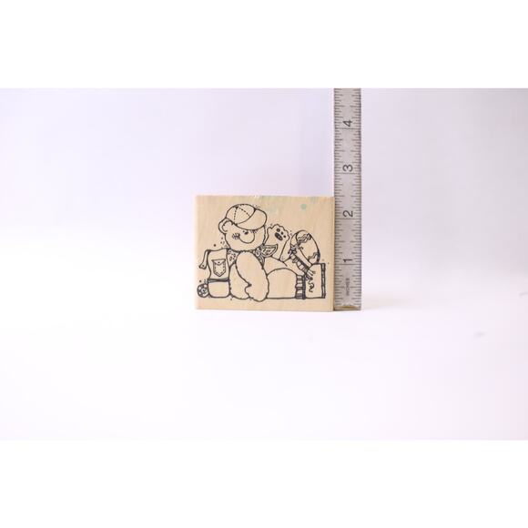 Teddy Bear Backpacking, Cute Animal, Message Stamp - Picture 3 of 3